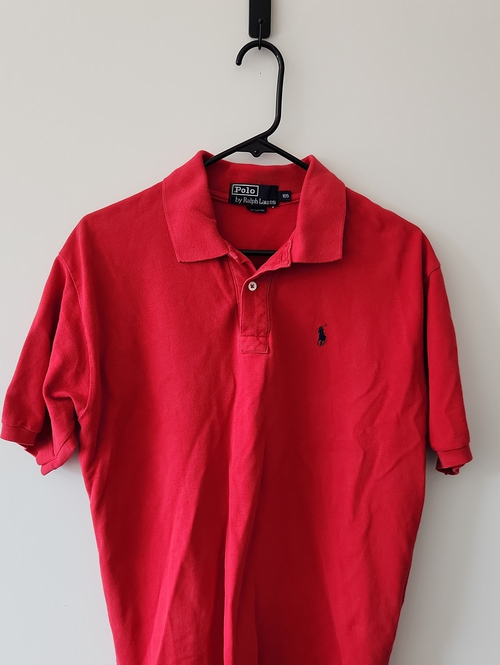 Polo by Ralph Lauren Men's Red Pique Polo with Navy Pony